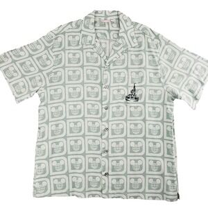 Disney D23 Exclusive Kevin Jody Mickey Epcot Globe Camp Shirt Mens XXL Green AOP